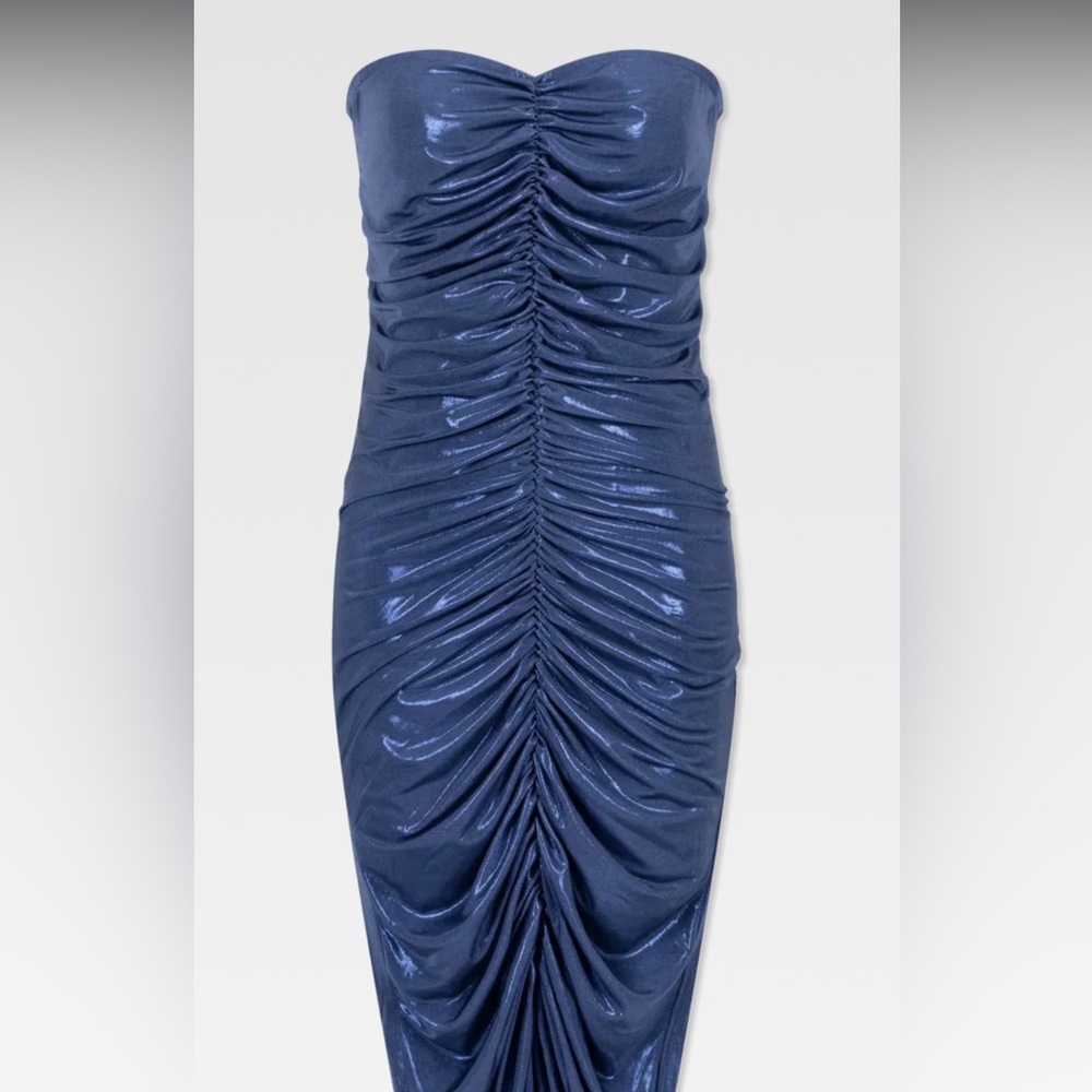 Norma Kamali Strapless Shirred Dress